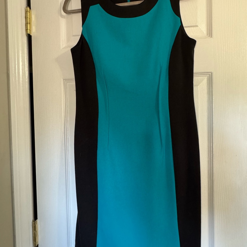 Calvin Klein Teal and Black Midi Dress